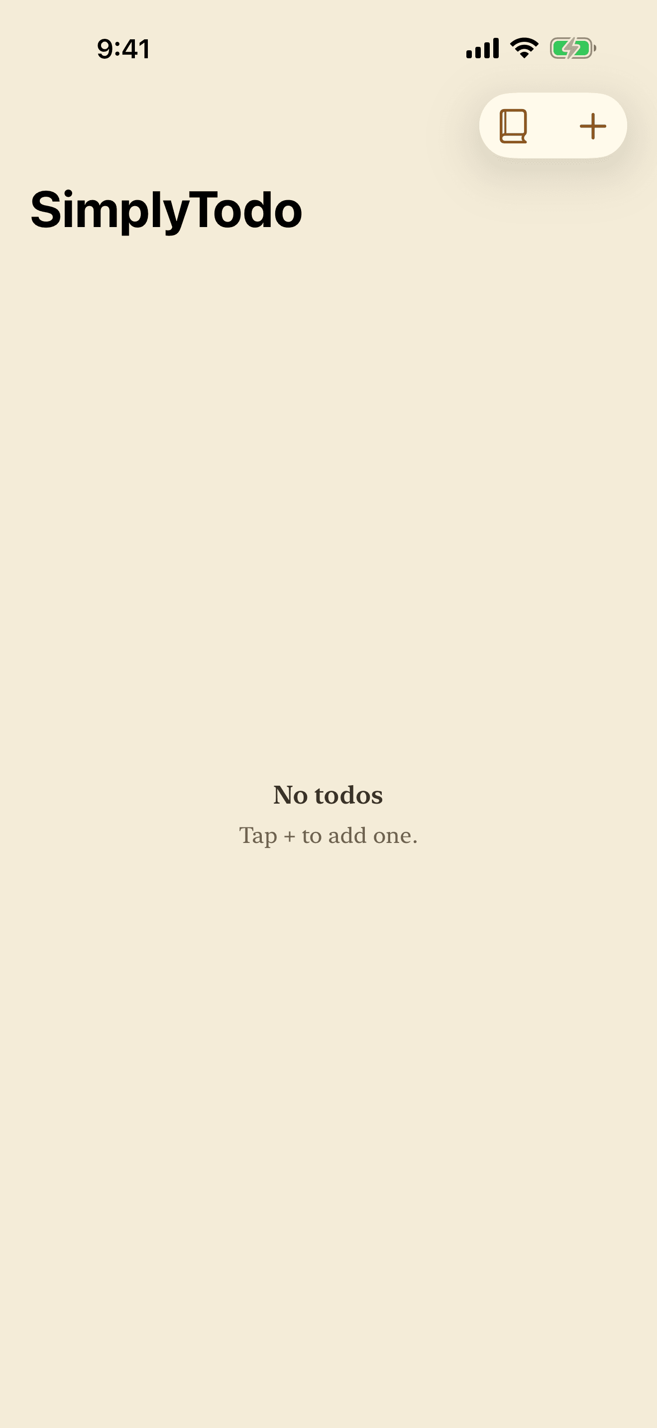 The empty list in the Sepia theme